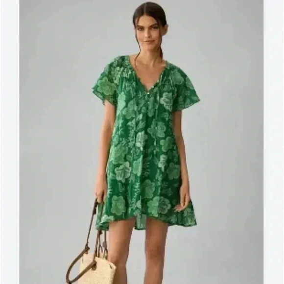 Sundry V-Neck Mini Swing Dress Tropical Vacation Lightweight Women’s Size S 4-6 - Picture 2 of 13